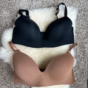 Like New Auden Wirefree Nursing Bra 36DD - pair of 2, black and caramel/tan